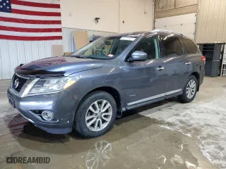 2014 Nissan Pathfinder Platinum Hybrid with VIN 5N1CR2MM2EC659677, listed as a Copart auction lot 46728565 with 124,108 mi miles and Clean Title. Bid and sale history available at carsss.com. Image 1.
