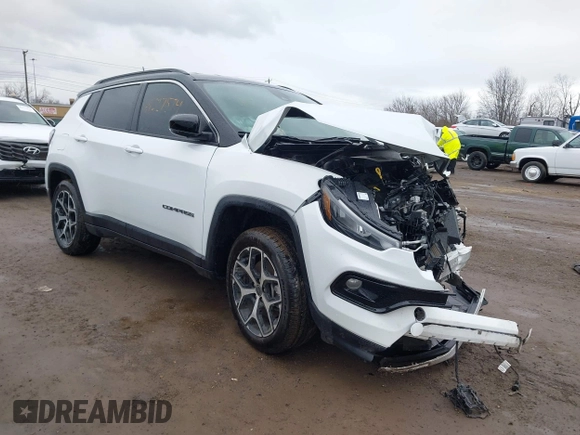 2025 Jeep Compass Limited with VIN 3C4NJDCNXST535957, listed as a IAAI auction lot 41227574 with 1,084 mi miles and . Bid and sale history available at DreamBid. Image 1.