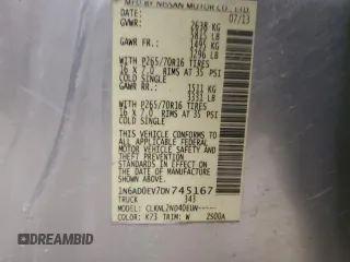 2013 Nissan Frontier SV z VIN 1N6AD0EV7DN745167, wystawiony jako Copart lot #52401475 z przebiegiem 176 034 mil mil oraz Szkoda całkowita • Salvage title. Historia ofert i sprzedaży dostępna na DreamBid. Obrazek 14.