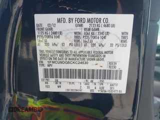 2012 Ford Escape XLT с VIN 1FMCU9DG5CKC24530, выставлен на аукционе IAAI как лот 41997052 с пробегом 139 851 миль миль и . История ставок и продаж доступна на DreamBid. Изображение 9.