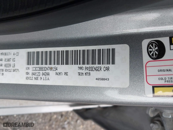 2013 Chrysler 200 Touring with VIN 1C3CCBBB3DN700154, listed as a IAAI auction lot 41944904 with 149,585 mi miles. Bid and sale history available at carsss.com. Image 9.