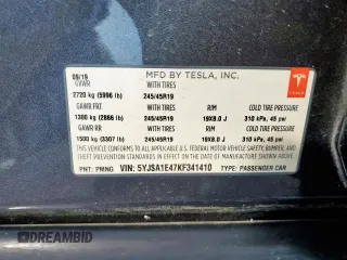 2019 Tesla Model S 100D z VIN 5YJSA1E47KF341410, wystawiony jako Copart lot #58707445 z przebiegiem Nie podano mil oraz Szkoda całkowita • Salvage title. Historia ofert i sprzedaży dostępna na DreamBid. Obrazek 13.