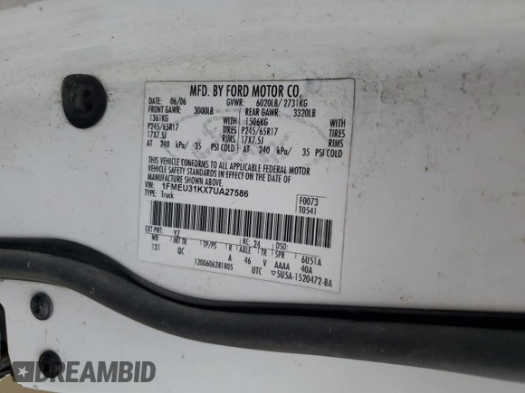 2007 Ford Explorer Sport Trac XLT with VIN 1FMEU31KX7UA27586, listed as a Copart auction lot 59761915 with 167,752 mi miles and Salvage title. Bid and sale history available at DreamBid. Image 13.