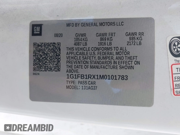 2021 Chevrolet Camaro 1LS z VIN 1G1FB1RX1M0101783, wystawiony jako IAAI lot #42095549 z przebiegiem 61 395 mil mil oraz . Historia ofert i sprzedaży dostępna na DreamBid. Obrazek 9.