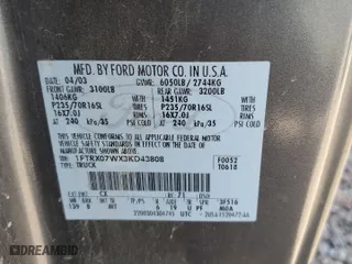 2003 Ford F-150 XL with VIN 1FTRX07WX3KD43808, listed as a Copart auction lot 47951714 with 279,206 mi miles and Salvage Title. Bid and sale history available at carsss.com. Image 12.