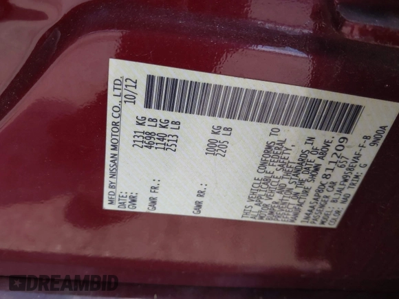 2013 Nissan Maxima SV с VIN 1N4AA5AP8DC811209, выставлен на аукционе IAAI как лот 42803509 с пробегом 121 233 миль миль и . История ставок и продаж доступна на DreamBid. Изображение 9.