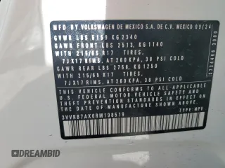 2024 Volkswagen Tiguan S with VIN 3VVRB7AX6RM198519, listed as a Copart auction lot 55683755 with Not provided miles and Salvage title. Bid and sale history available at DreamBid. Image 14.