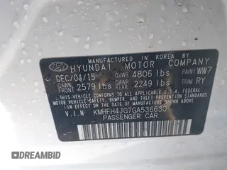 2016 Hyundai Azera Limited with VIN KMHFH4JG7GA536630, listed as a IAAI auction lot 41444129 with 128,309 mi miles and . Bid and sale history available at DreamBid. Image 9.