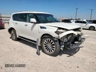 2015 Infiniti QX80 with VIN JN8AZ2NE9F9080739, listed as a Copart auction lot 57627165 with 155,836 mi miles and Salvage title. Bid and sale history available at DreamBid. Image 4.