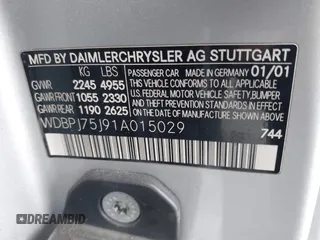 2001 Mercedes-Benz CL 500/600 z VIN WDBPJ75J91A015029, wystawiony jako IAAI lot #42206709 z przebiegiem 100 821 mil mil oraz . Historia ofert i sprzedaży dostępna na DreamBid. Obrazek 9.