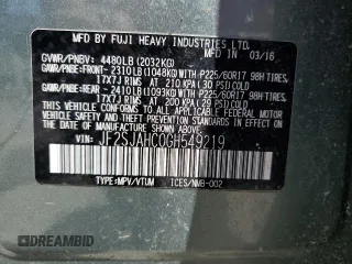 2016 Subaru Forester 2.5i Limited with VIN JF2SJAHC0GH549219, listed as a Copart auction lot 52203275 with 203,816 mi miles and Salvage Title. Bid and sale history available at carsss.com. Image 13.