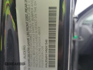 2017 Audi A4 Premium Plus с VIN WAUENAF41HN041546, выставлен на аукционе Copart как лот 59394615 с пробегом 121 586 миль миль и Списание • Salvage title. История ставок и продаж доступна на DreamBid. Изображение 12.
