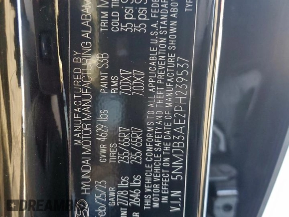 2023 Hyundai Tucson SEL with VIN 5NMJB3AE2PH239537, listed as a Copart auction lot 48064515 with 34,261 mi miles and Salvage Title. Bid and sale history available at carsss.com. Image 13.