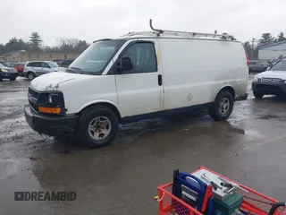 2005 Chevrolet Express Cargo Van with VIN 1GCFG15X651249132, listed as a IAAI auction lot 41736308 with 1,939 mi miles. Bid and sale history available at carsss.com. Image 2.