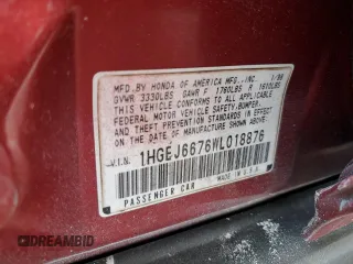1998 Honda Civic LX with VIN 1HGEJ6676WL018876, listed as a Copart auction lot 55343785 with 167,876 mi miles and Salvage Title. Bid and sale history available at DreamBid. Image 12.