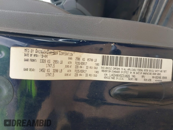 2005 Jeep Grand Cherokee Laredo with VIN 1J4GS48K45C510826, listed as a IAAI auction lot 42100641 with 250,717 mi miles and . Bid and sale history available at DreamBid. Image 9.
