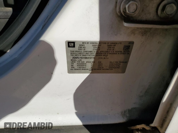 2013 GMC Terrain Denali with VIN 2GKFLYE31D6410116, listed as a Copart auction lot 42018395 with 193,045 mi miles and Salvage Title. Bid and sale history available at DreamBid. Image 15.