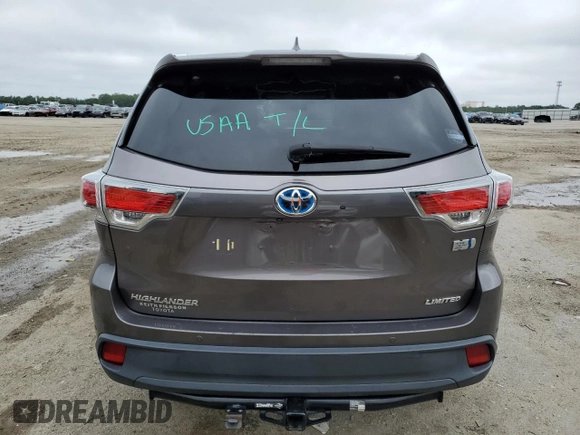 2016 Toyota Highlander Hybrid Limited with VIN 5TDDCRFH3GS017683, listed as a Copart auction lot 53097473 with 107,054 mi miles. Bid and sale history available at carsss.com. Image 6.