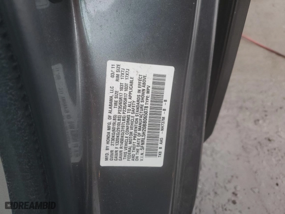 2011 Honda Odyssey LX with VIN 5FNRL5H20BB065078, listed as a Copart auction lot 50021205 with 118,141 mi miles and Salvage Title. Bid and sale history available at carsss.com. Image 13.
