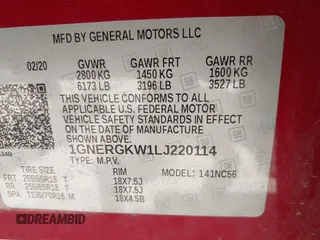 2020 Chevrolet Traverse LT Cloth с VIN 1GNERGKW1LJ220114, выставлен на аукционе IAAI как лот 42264618 с пробегом 75 649 миль миль и . История ставок и продаж доступна на DreamBid. Изображение 9.