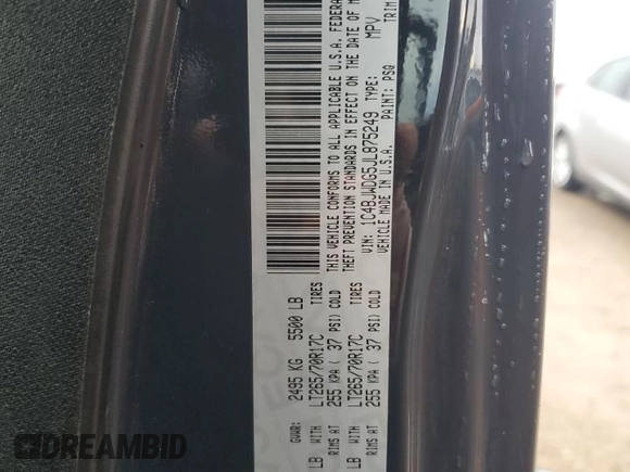 2018 Jeep Wrangler Unlimited Sport with VIN 1C4BJWDG5JL875249, listed as a Copart auction lot 53929595 with 73,776 mi miles and Salvage Title. Bid and sale history available at DreamBid. Image 12.