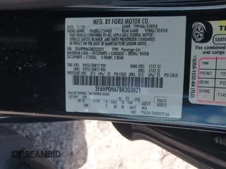 2011 Ford Fusion SE with VIN 3FAHP0HA7BR203021, listed as a IAAI auction lot 42046472 with 155,293 mi miles. Bid and sale history available at carsss.com. Image 9.