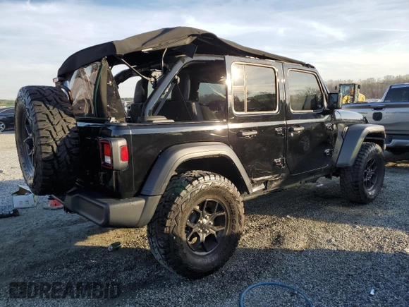 2024 Jeep Wrangler Sport S with VIN 1C4PJXDG1RW277777, listed as a Copart auction lot 49437045 with 10,405 mi miles and Salvage title. Bid and sale history available at DreamBid. Image 3.