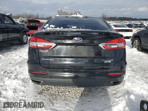 2019 Ford Fusion Titanium with VIN 3FA6P0K97KR245906, listed as a Copart auction lot 83069164 with 0 mi miles and Clean Title. Bid and sale history available at carsss.com. Image 6.