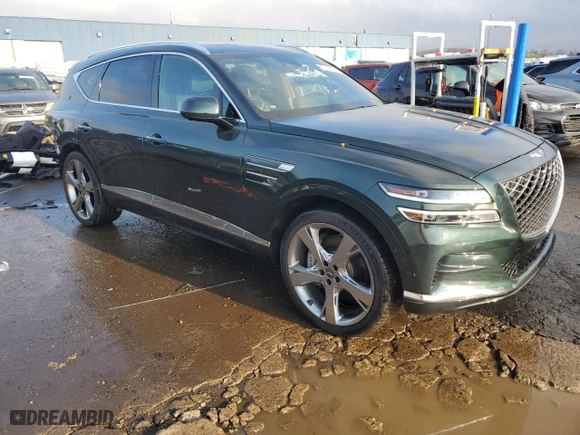 2022 Genesis GV80 with VIN KMUHCESCXNU097235, listed as a Copart auction lot 80079554 with 31,745 mi miles and Salvage Title. Bid and sale history available at carsss.com. Image 4.