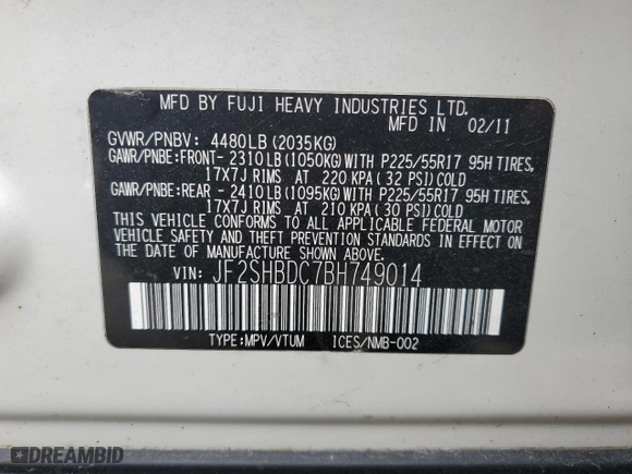 2011 Subaru Forester 2.5X Premium with VIN JF2SHBDC7BH749014, listed as a Copart auction lot 47926195 with 193,173 mi miles and Salvage Title. Bid and sale history available at carsss.com. Image 13.