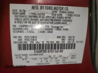 2007 Ford Five Hundred Limited with VIN 1FAHP28147G116140, listed as a Copart auction lot 85146064 with 224,863 mi miles and Clean Title. Bid and sale history available at carsss.com. Image 12.