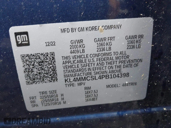 2023 Buick Encore GX Preferred z VIN KL4MMCSL4PB104398, wystawiony jako IAAI lot #42002582 z przebiegiem Nie podano mil oraz . Historia ofert i sprzedaży dostępna na DreamBid. Obrazek 9.