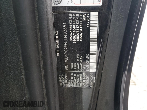 2018 Mercedes-Benz Metris Passenger with VIN WD4PG2EE5J3403651, listed as a Copart auction lot 56386705 with 119,683 mi miles and Salvage title. Bid and sale history available at DreamBid. Image 13.
