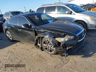 2014 Infiniti Q50 Hybrid Premium with VIN JN1AV7APXEM690577, listed as a IAAI auction lot 41493689 with 89,337 mi miles and . Bid and sale history available at DreamBid. Image 1.