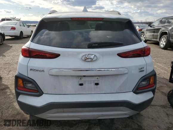 2019 Hyundai Kona Ultimate with VIN KM8K5CA56KU261565, listed as a Copart auction lot 42654535 with 83,670 mi miles and Salvage Title. Bid and sale history available at carsss.com. Image 6.