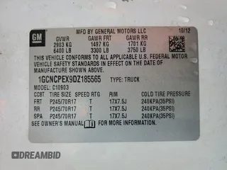 2013 Chevrolet Silverado 1500 Work Truck with VIN 1GCNCPEX9DZ185565, listed as a Copart auction lot 75845484 with 169,609 mi miles and Clean Title. Bid and sale history available at DreamBid. Image 12.