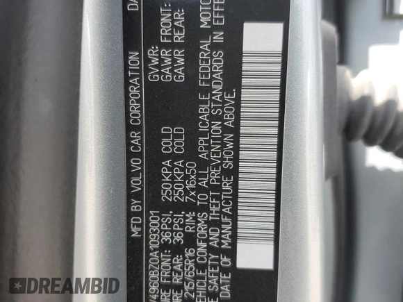 2010 Volvo XC70 3.2L with VIN YV4960BZ0A1093001, listed as a Copart auction lot 48827435 with 125,467 mi miles and Salvage Title. Bid and sale history available at DreamBid. Image 15.