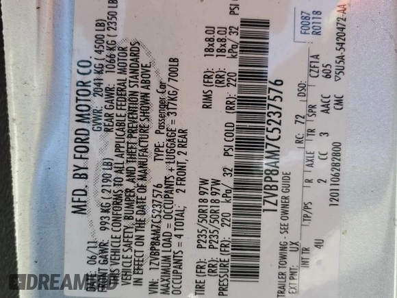 2012 Ford Mustang Premium z VIN 1ZVBP8AM7C5237576, wystawiony jako Copart lot #60374995 z przebiegiem 123 061 mil mil oraz Szkoda całkowita • Salvage title. Historia ofert i sprzedaży dostępna na DreamBid. Obrazek 13.