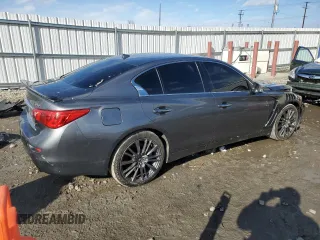 2016 Infiniti Q50 Red Sport 400 with VIN JN1FV7AR8GM451720, listed as a Copart auction lot 50495645 with 122,158 mi miles and Clean Title. Bid and sale history available at DreamBid. Image 3.