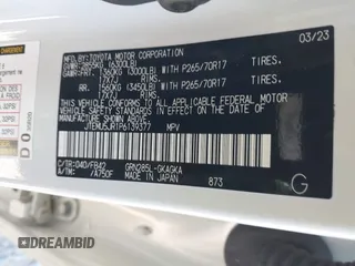 2023 Toyota 4Runner SR5 с VIN JTEMU5JR1P6139377, выставлен на аукционе IAAI как лот 41600169 с пробегом 34 513 миль миль и . История ставок и продаж доступна на DreamBid. Изображение 9.