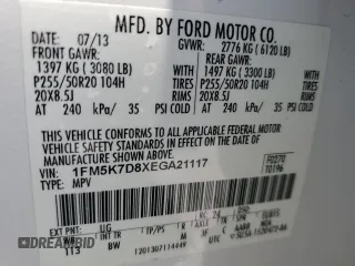 2014 Ford Explorer XLT with VIN 1FM5K7D8XEGA21117, listed as a Copart auction lot 55804625 with 193,665 mi miles and Salvage Title. Bid and sale history available at DreamBid. Image 14.