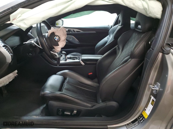 2020 BMW M8 with VIN WBSAE0C05LCD49641, listed as a Copart auction lot 43877355 with 0 mi miles and Salvage Title. Bid and sale history available at carsss.com. Image 7.