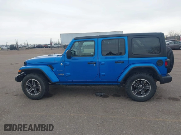 2023 Jeep Wrangler Sahara with VIN 1C4HJXEN4PW702181, listed as a IAAI auction lot 41808434 with 44,291 mi miles. Bid and sale history available at carsss.com. Image 14.