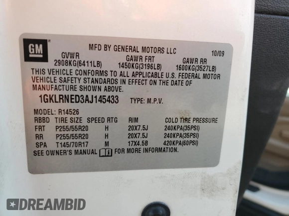 2010 GMC Acadia SLT2 с VIN 1GKLRNED3AJ145433, выставлен на аукционе Copart как лот 64645995 с пробегом 172 078 миль миль и Списание • Salvage title. История ставок и продаж доступна на DreamBid. Изображение 13.