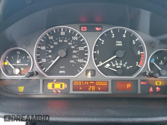 2001 BMW 3 Series 330i with VIN WBAAV53461FJ71784, listed as a Copart auction lot 46325815 with 59,714 mi miles and Salvage Title. Bid and sale history available at carsss.com. Image 9.