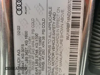 2022 Audi RS Q8 z VIN WU1ARBF16ND009570, wystawiony jako Copart lot #49297875 z przebiegiem 22 695 mil mil oraz Szkoda całkowita • Salvage title. Historia ofert i sprzedaży dostępna na DreamBid. Obrazek 13.