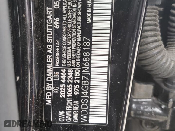 2018 Mercedes-Benz CLA 250 with VIN WDDSJ4GB7JN688187, listed as a Copart auction lot 71956543 with 46,204 mi miles and . Bid and sale history available at DreamBid. Image 12.