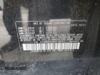 2021 Subaru Legacy Touring XT z VIN 4S3BWGP6XM3016611, wystawiony jako Copart lot #58552485 z przebiegiem 29 868 mil mil oraz Szkoda całkowita • Salvage title. Historia ofert i sprzedaży dostępna na DreamBid. Obrazek 13.