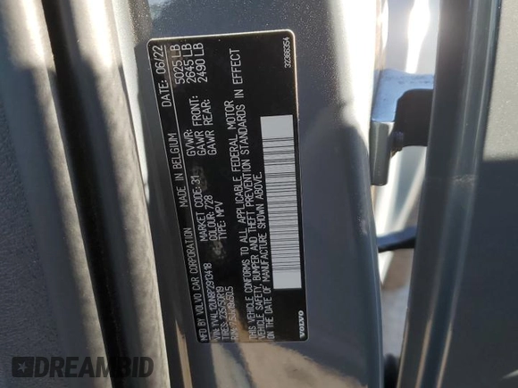 2023 Volvo XC40 Plus Bright Theme с VIN YV4L12UN8P2913418, выставлен на аукционе Copart как лот 88422125 с пробегом 27 447 миль миль и Списание • Salvage title. История ставок и продаж доступна на DreamBid. Изображение 13.