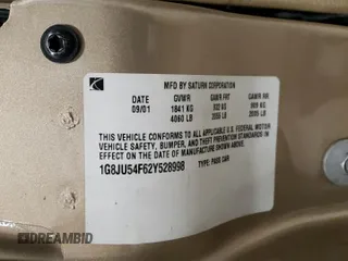 2002 Saturn LS z VIN 1G8JU54F62Y528998, wystawiony jako Copart lot #48390715 z przebiegiem 249 471 mil mil oraz Szkody całkowita. Historia ofert i sprzedaży dostępna na DreamBid. Obrazek 12.